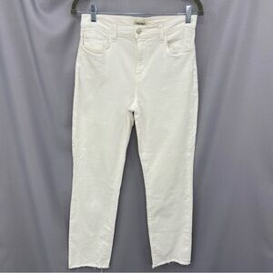 𝅺L’agence Sada Cropped Raw Hem Slim Leg Jean in Vintage White Size 29